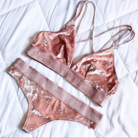 PINK Victoria's Secret Other - Vs Pink Velvet Bralette & Panty Set